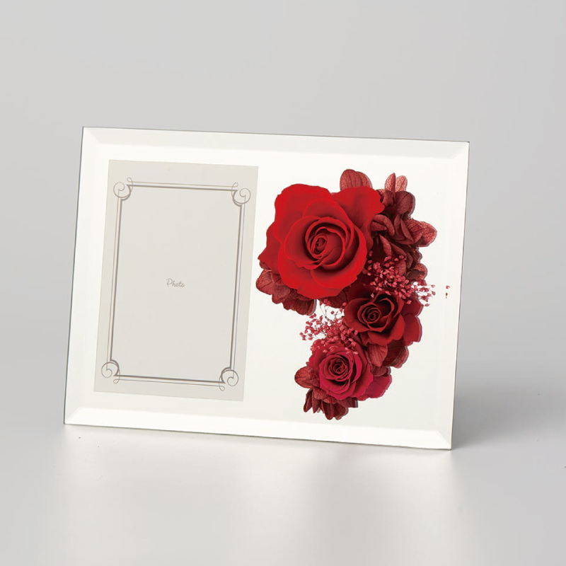 フォトミラー＆プリザーブドフラワーアレンジ（薔薇/全4色）