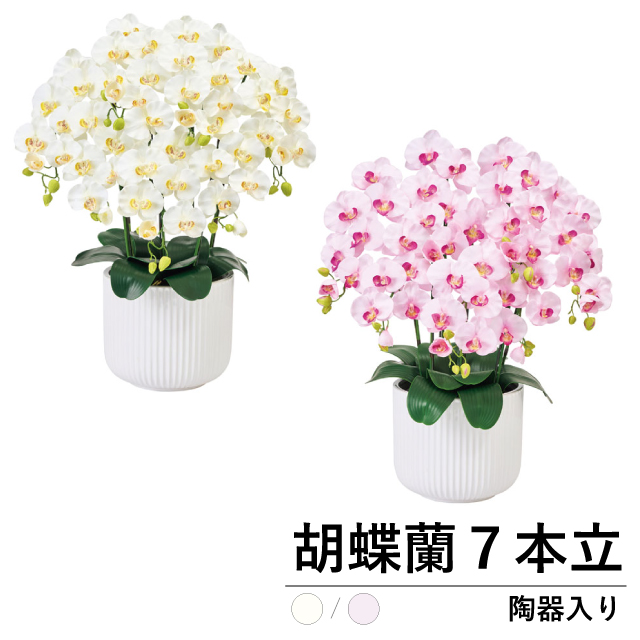 光触媒 胡蝶蘭 7本立 鉢入 陶器鉢 高級 造花 アーティフィシャルフラワー 開店祝い 開業祝い 移転祝い ギフト プレゼント
